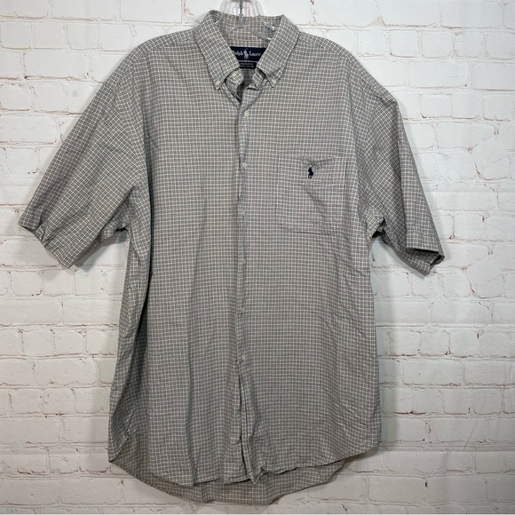 Polo Ralph Lauren Marlowe Mens Gingham Plaid Short Sleeve Shirt Size Large - Picture 1 of 9